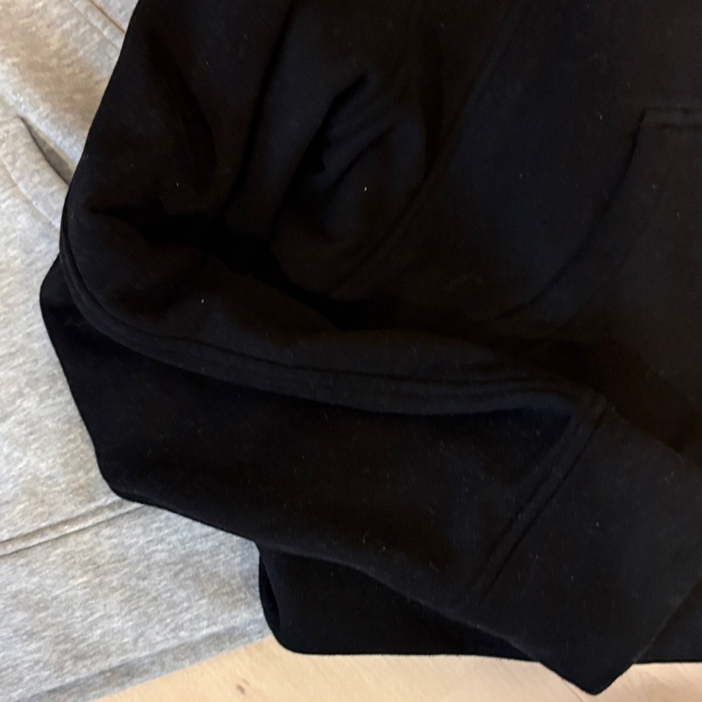 Women's Half-Zip Hooded Sweatshirt in Black and Light Gray - Picture 6 of 6